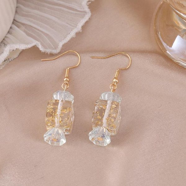 

stud super lovely candy earring, transparent gold foil geometry is irregular and contracted the earring of fashionable woman, Golden;silver