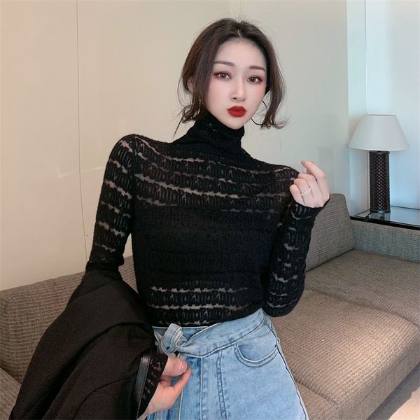 

women's high neck with letter long sleeve foreign style top