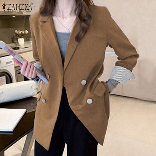 

zanzea 2020 stylish women elegant blazers autumn long sleeve thin coats solid blazer jackets female office work suits outwear, White;black