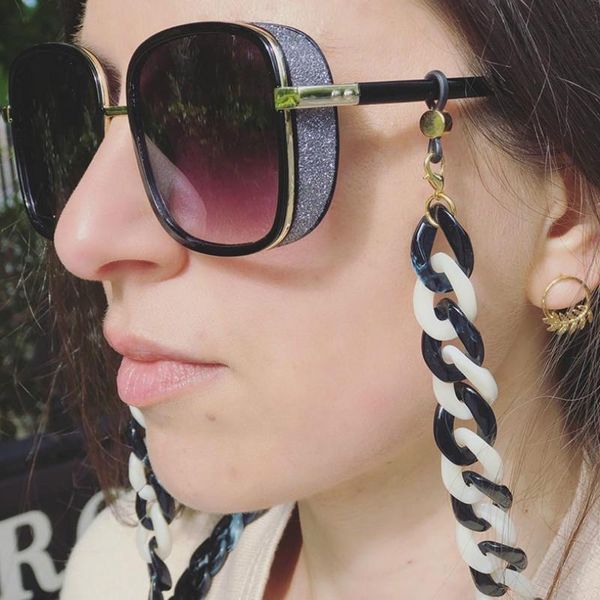 

2020 fashion women black and white mixed color acrylic eyeglasses chain glasses cord sunglasses accessories mask chain strap h bbyruz