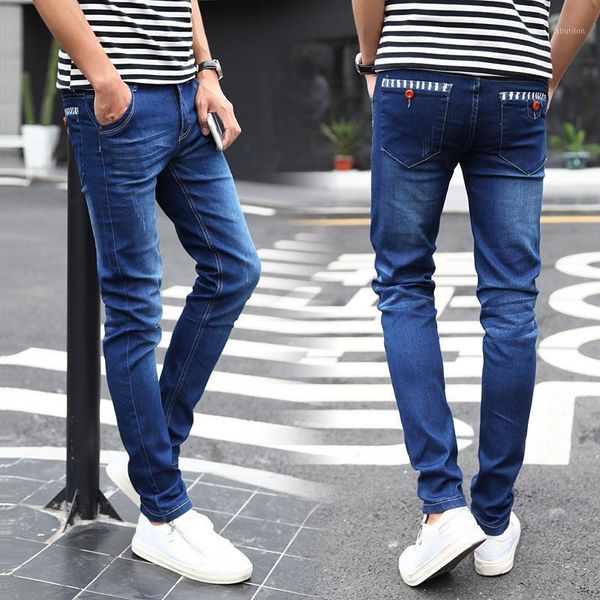 

men's jeans 2021 summer spring autumn men business casual stretch slim denim blue trousers male brand pants plus size1