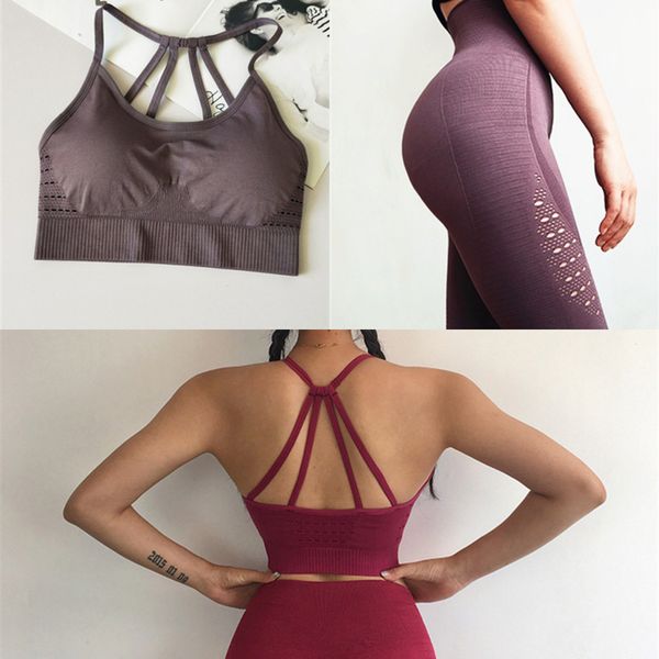 

oyoo seamless yoga set fitness clothing workout outfit gym leggings set women red padded sports bra 2 pcs sports suit women c0122, Black;white