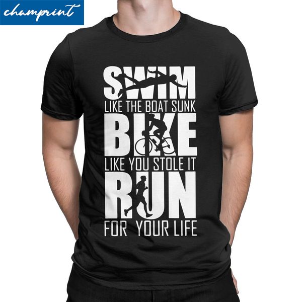 

triathlon swim bike run funny triathlete gift men's funny short sleeve round neck plus size sport hooded sweatshirt hoodie men t shirt