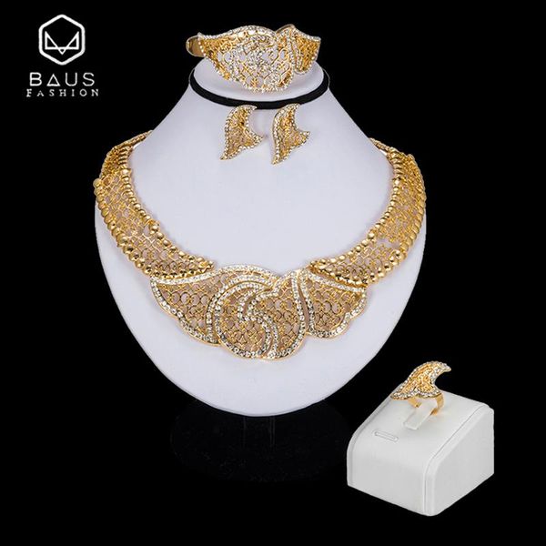 

baus dubai jewelry sets nigerian wedding bridal costume jewelry set african beads set big necklace earrings sets gift, Silver