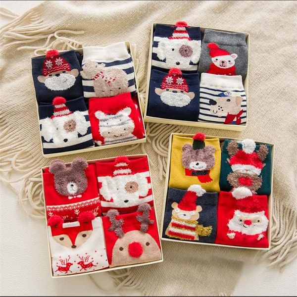 

casual 1 pair xmas women's socks winter christmas socks animal cartoon pattern sock cotton keep warm female sock christmas gifts