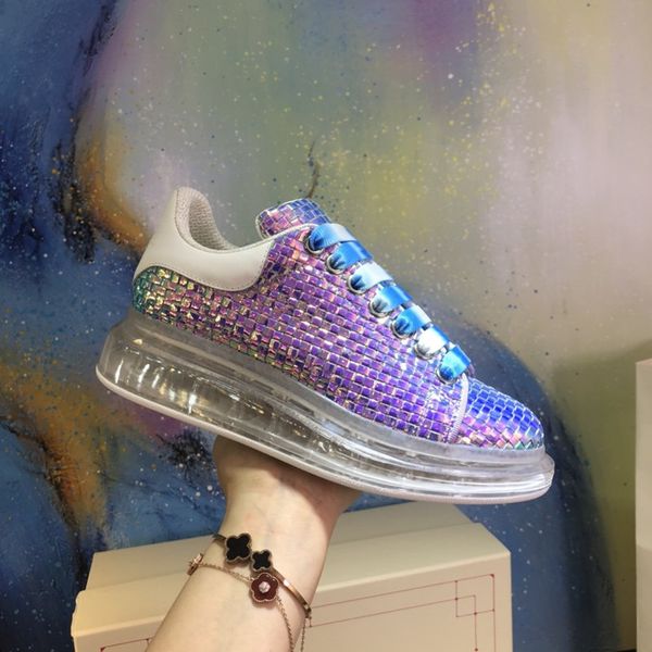 

new trend sequins genuine leather men shoes lace-up flat round toe casual shoes solid color shallow woman shoes, Black