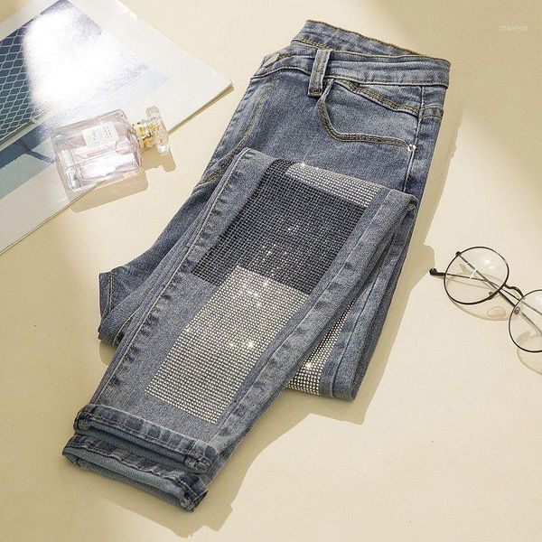 

new style fashion plus size women's harem jeans sequin diamond patchwork pants large size l-4xl1, Blue