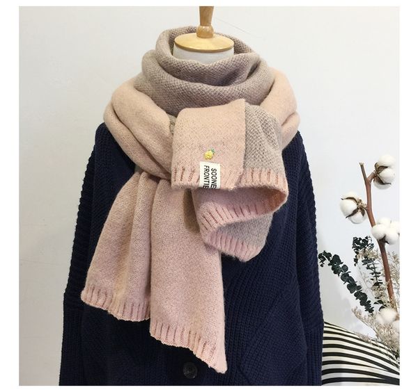 

new lady scarf cute winter wool knitted scarf warm soft double face bufandas cachecol cotton scarves for women men 201026, Blue;gray