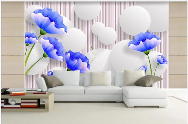 

3d wallpaper custom p mural on the wall modern blue flower disc living room home decor 3d wall murals wallpaper for walls 3 d