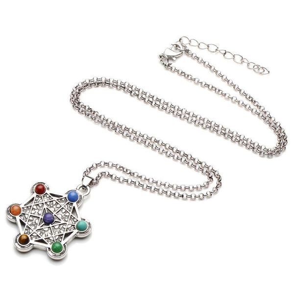 

chakras pendants natural stone reiki 7chakra necklaces healing yoga meditation crystal necklace for women men necklace qylhrm, Black