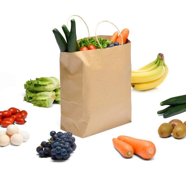 

beautiful kraft paper bag with handles for wedding party fashionable clothes gifts multifunction