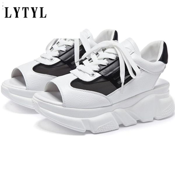 

thick soled women's sandals roma high heel ulzzang shoes 2020 summer women platform beach sandals woman leather footwear a-54, Black