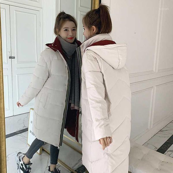 

fashion winter jacket women slim thick warm casual parkas medium long hooded female office lady down parka coat1, Black