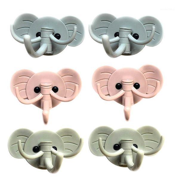 

6 pcs elephant key ring hooks hangers self adhesive wall mounted key holder d61