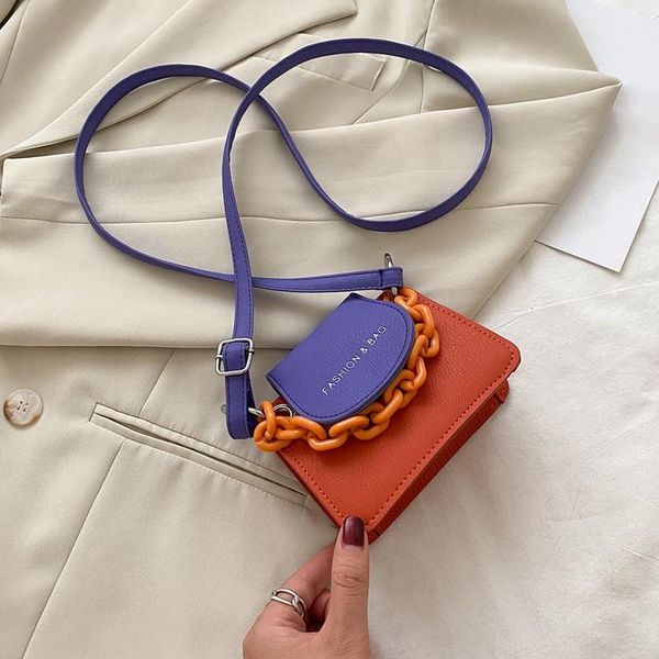 

new ladies handbags fashion matte patchwork crossbody bags for women chains strap shoulder bag lady small flap thick chain