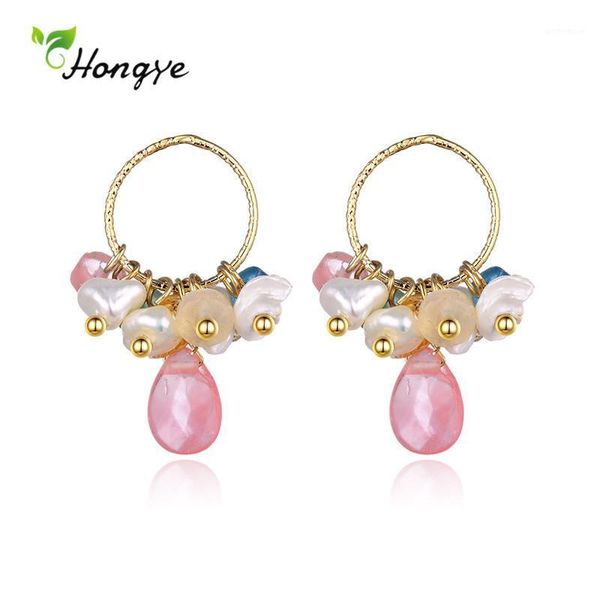 

dangle & chandelier hongye vintage round natural multi pearl drop earrings for women party colorful beads fashion circle modern brincos jewe, Silver