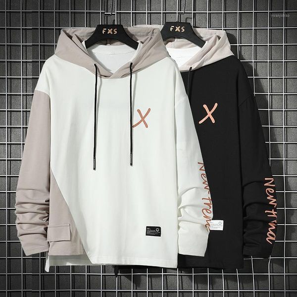 

japan style casual o-neck 2021 spring autumn print hoodie sweatshirt men's thick fleece hip hop high streetwear clothes1, Black