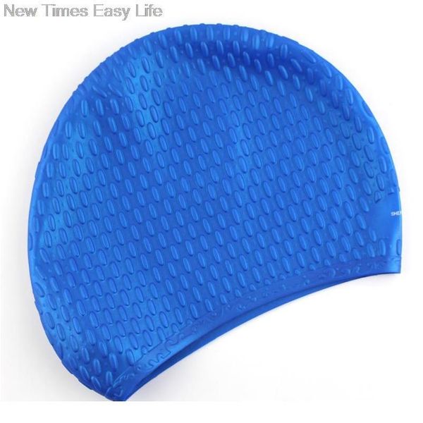 

flexible sile waterproof long hair ears protection swim pool water sports waterdrop swimming cap hat for men wome bbyiwt