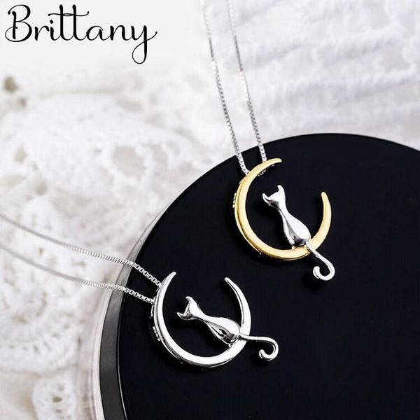 

new trendy silver color moon cat necklaces for women jewelry statement necklaces party gifts, Golden;silver