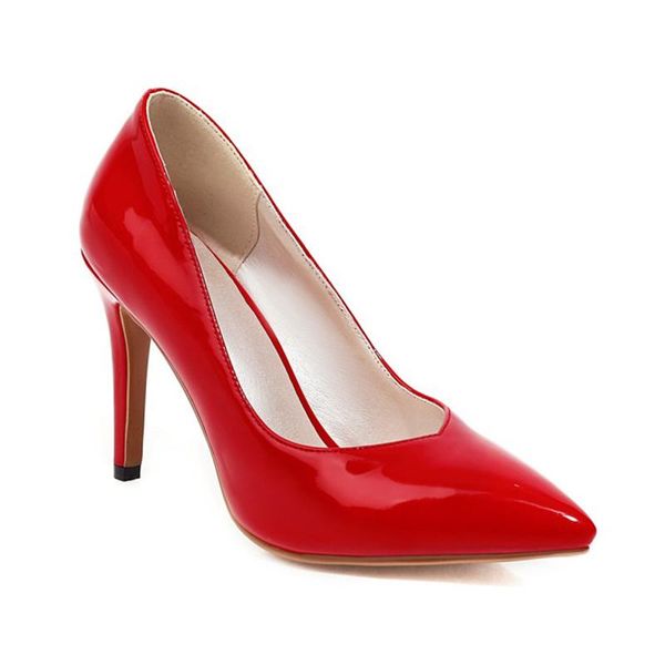 

9cm super pointed high heels patent leather red fashion professional women's shoes pumps, Black