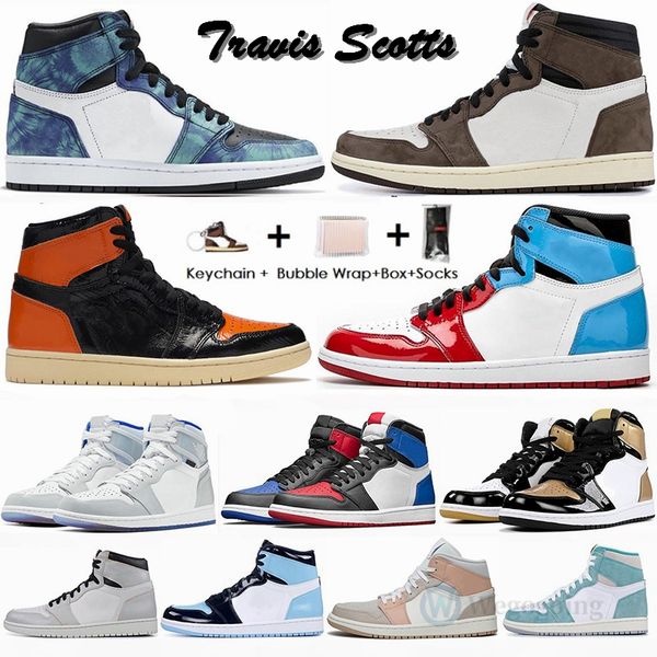 

1 high travis scotts low bloodline shattered backboard 3.0 mens basketball shoes 1s fearless unc bred jumpman sports sneakers with box 36-47, Black