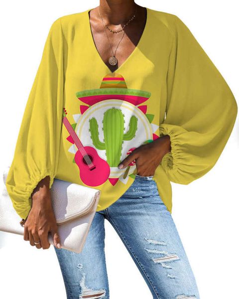 

sleeve mexican waist cactus loose print long pullover chiffon patchwork dress order, Black;gray