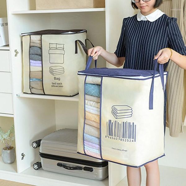 

storage bags 2021 non-woven portable clothes bag organizer45*51*29cm folding closet organizer for pillow quilt blanket bedding1