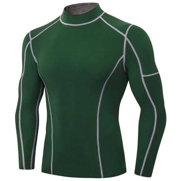 

men's long sleeve compression shirts quick-dry breathable sports elastic workout gym fitness male shirt for running sports, Gray;blue