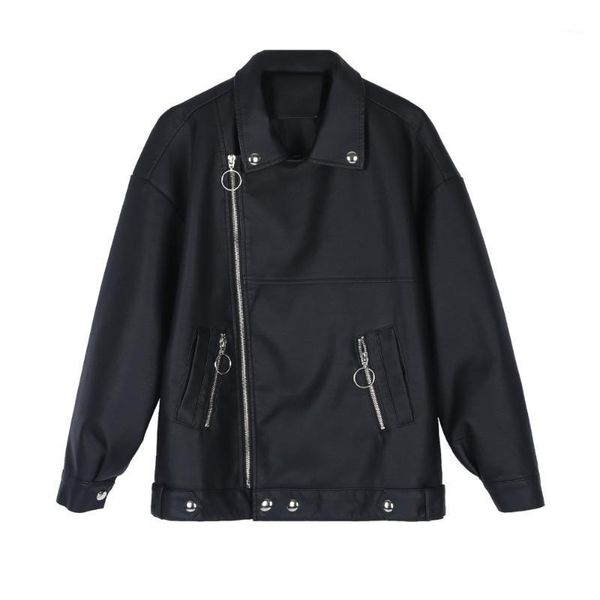 

pu jacket leather clothing for autumn fashion locomotives xxxl plus size women1, Black