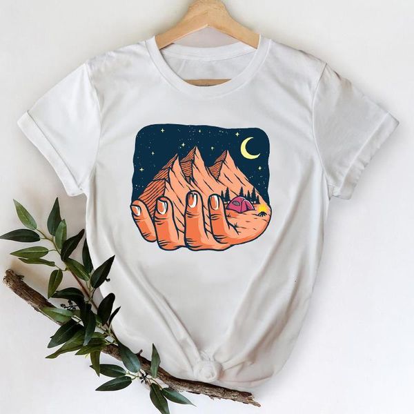 

t-shirts for women 2021 funny moon mountain clothing 90s cute spring summer lady print graphic tshirt female tee t-shirt, White