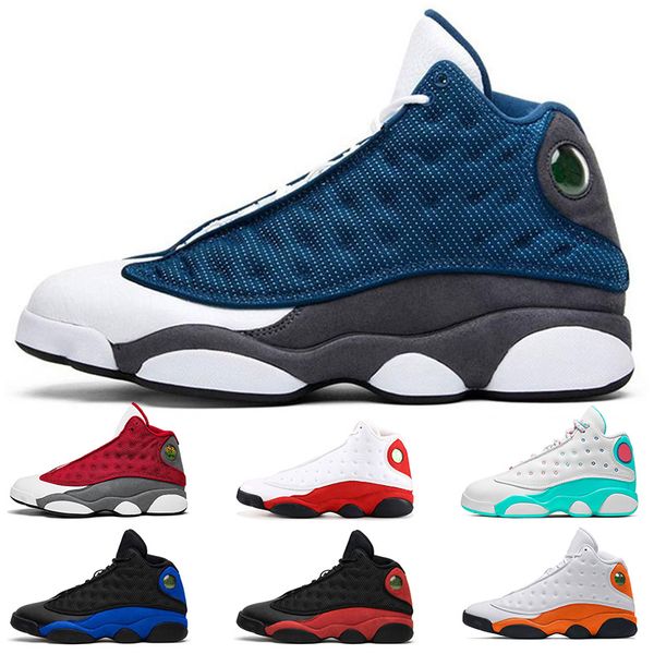 

2021 new flint jumpman 13 13s starfish men basketball shoes bred playground soar green pink men women black cat sneakers, White;red