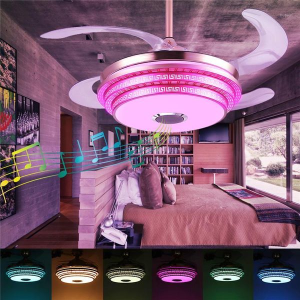 

108 led ceiling fans light trendy rgb bluetooth music ceiling lights wireless fan light with remote control ac110v/220v for home1