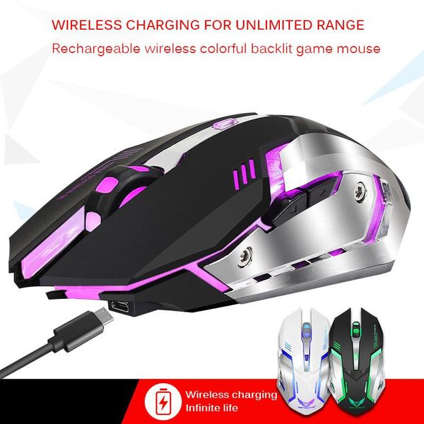 

mice wireless mouse 2.4g connection four-way wheel the built-in batteries are rechargeable seven-color flashing lights