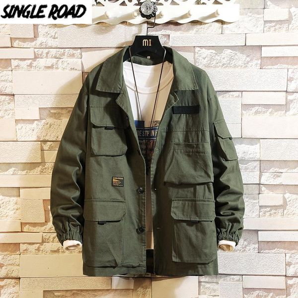 

singleroad mens cargo jacket men 2020 autumn harajuku hip hop casual coat oversized japanese streetwear green jackets for men1, Black;brown