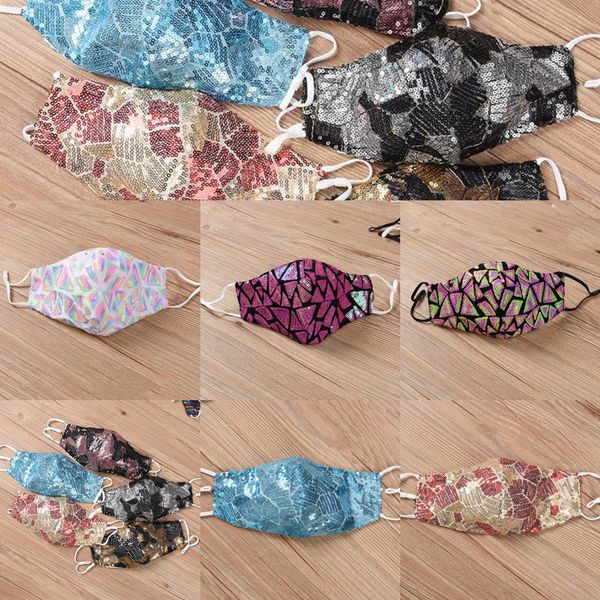 

ubbgtu in stock bling sequined masks anti-dust pm2.5 adjustable mouth washable reuse face mask 2 n