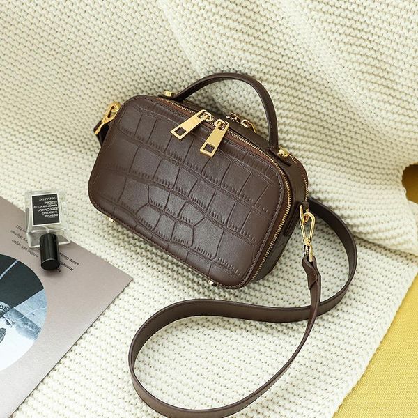 

woonam women fashion handbag hide genuine calf leather alligator crocodile box camera shoulder cross body bag wb849