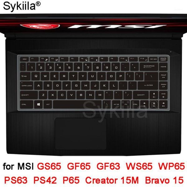 

keyboard cover for msi gs65 gf65 gf63 ps63 ps42 ws65 wp65 creator 15m p65 bravo 15 clear black silicone tpu soft 14 15.6 lap