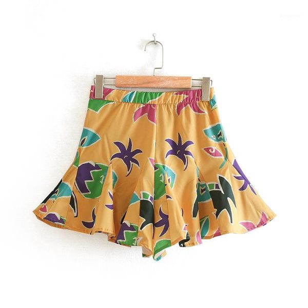 

women elastic waist print shorts side zipper pleated vintage female casual chic shorts sweet pantalones cortos1, White;black