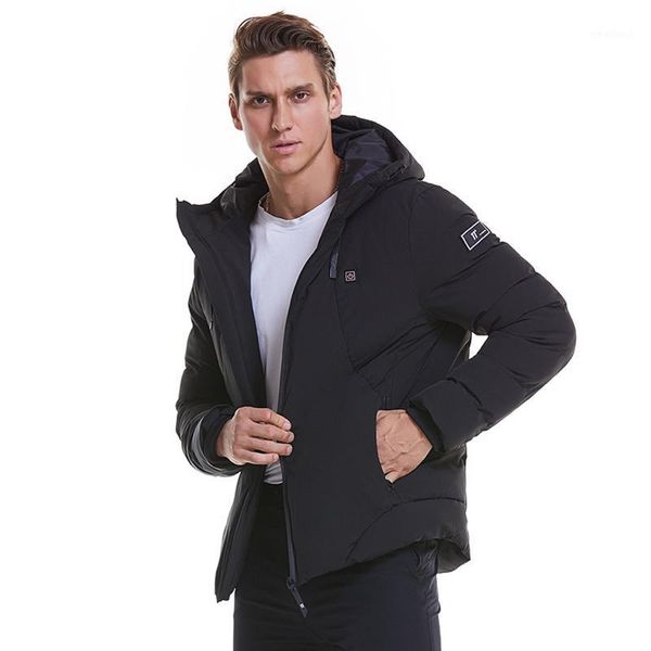 

men's down & parkas 2021 men's heated coat usb electric warm jackets thick winter hoodie power-bank not included plus size 6xl out, Black