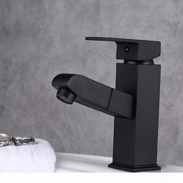 

1pc copper pull-типа смеситель умывальник использования горячей и холодной воды смешанная водопроводной воды (черный