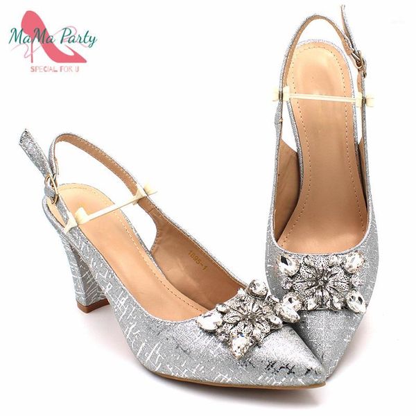 

dress shoes latest design silver italian ladies decorated with rhinestone african party sandals for women wedding shoes1, Black