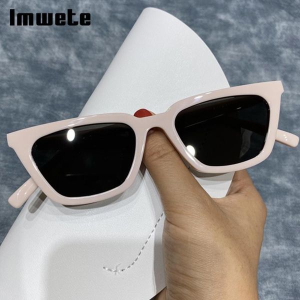 

imwete vintage sunglasses for women men irregular small frame eyewear retro cat-eye sun glasses, White;black