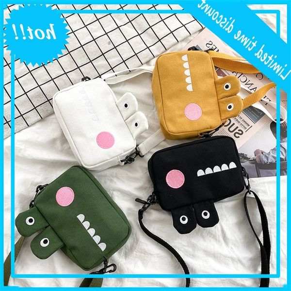 

2020 new net red canvas crocodile female cartoon cute soft girl single shoulder bag