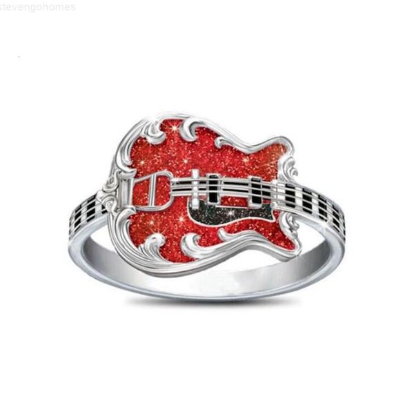 

pop 10factory fashion european music and american dripping oil guitar rings birthday party gifts ring size 6-10 g-55, Silver