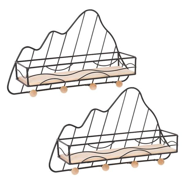 

2pcs/set home bedroom wall mount modern kitchen bathroom door back living room iron art wood floating storage shelf easy install