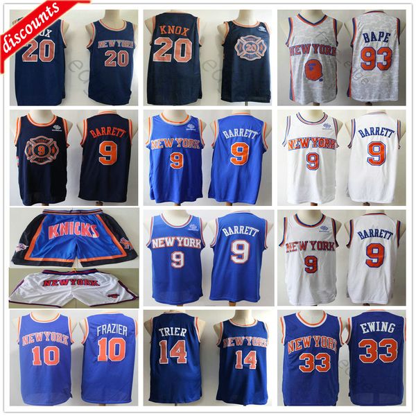 

mens 9 rj barrett jersey kevin 20 knox blue white patrick 33 ewing walt 10 frazier allonzo 14 trier basketball jerseys, Black;red