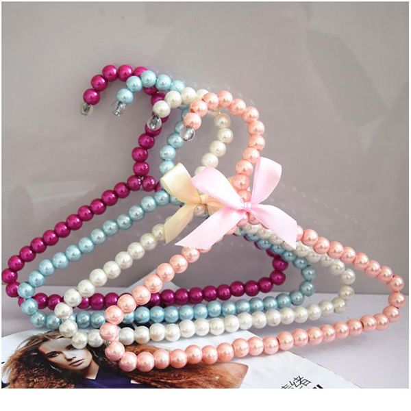 

5/10pcs 20cm plastic pearl beaded bow clothes dress coat hangers weding for kid children 5/10 sqchvq