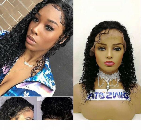 

good kinky curly lace front wigs brazilian virgin human hair lace front wigs for black women fzp208, Black;brown