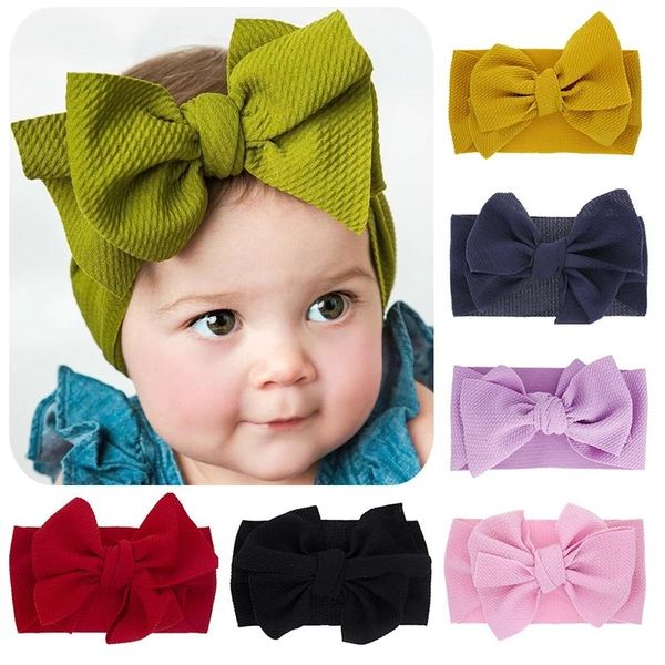 

big bow headbands elastic bowknot hairbands headwear kids headdress head bands newborn, Slivery;white