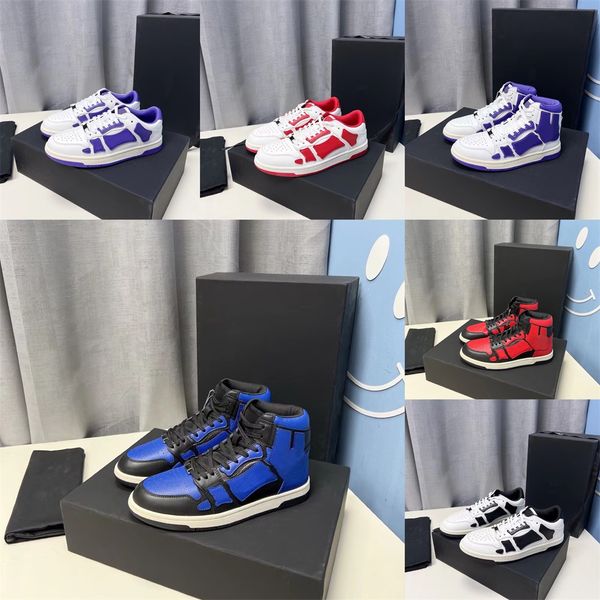 

2022 skel-hi sneakers luxury designer men spring shoes leather bones applique upper eva footbed low-high-sport shoes 35-45 with box, Black
